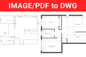 convert PDF, sketch, or image to autocad dwg