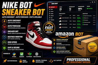 develop nike shoe bot, nike snkrs bot, amazon bot, auto purchase bot, checkout
