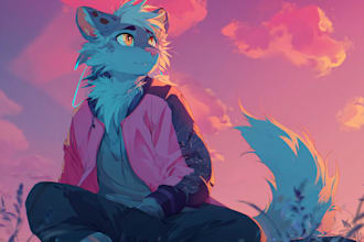 create a semi realistic furry character portrait