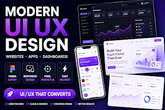 ui ux landing page, ui ux for apps, website, ui ux product design and dashboard