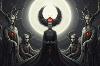 dark fantasy art with unique, intricate details