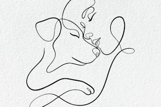 draw portrait with pets in minimalist line art for tattoo