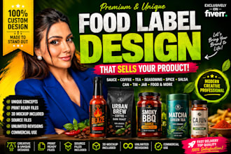 design unique label for sauce,coffee,tea,seasoning,spice,salsa,can,tin,jar,food