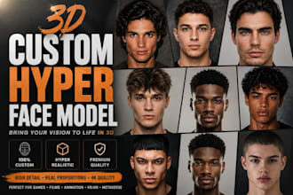 create hyper realistic 3d face model digital human character