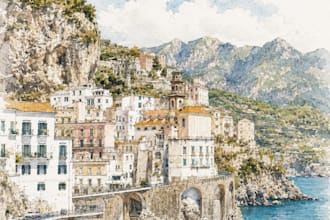 turn your photo into a watercolor sketch illustration