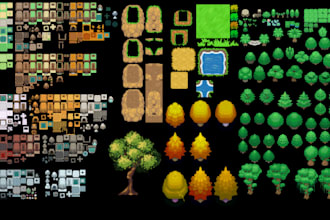 create 8x8, 16x16, 32x32, 64x64 pixel art tileset  for games
