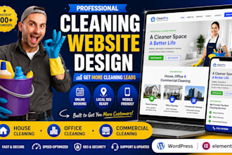 design cleaning website, house cleaning, office cleaning and commercial cleaning