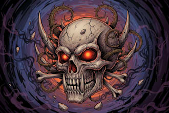 create horror, skull, dark art artwork illustration