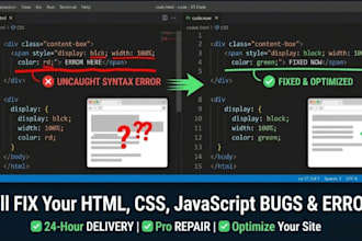 debug, fix errors and optimize your javascript, css or html code