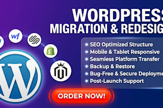 clone, redesign and migrate webflow wix squarespace shopify to wordpress website