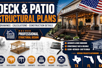 create deck patio pergola carport structural plan permit florida texas califonia