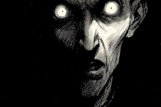 create dark art, metal, gothic illustration