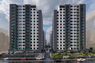 repurpose old property,mixed use building,lush landscape3d,lumion outdoor render