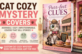 design a cat cozy mystery book cover for kdp