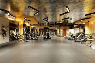 visual commercial facility,workout zoning layout,locker room,indoor sport render