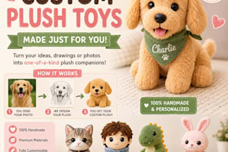create custom handmade plush toys and personalized stuffed animals