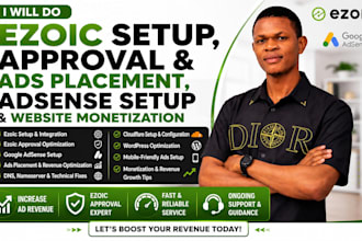 do ezoic setup, approval ads placement, adsense setup and website monetization