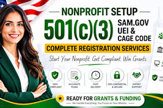 form your 501c3 nonprofit, irs tax exemption, sam gov, uei and cage code