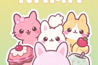 design cute kawaii sticker pack, wa sticker lcustom label