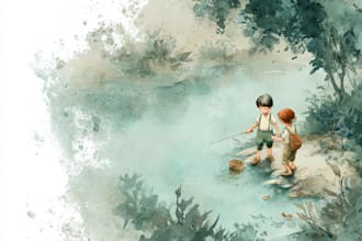 whimsical children story book illustration