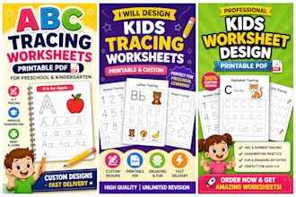 design kids tracing worksheets printable PDF for preschool