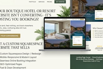 design, redesign squarespace luxury boutique hotel website, resort website