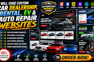 code custom car dealership , rental, ev, and auto repair websites