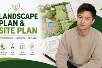 landscape plan, site plan drawing, plot drawing, landscape cad service
