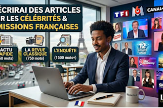 write articles about celebrities and french TV shows