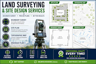 do land surveying site plan boundary survey topo map, and drainage plan