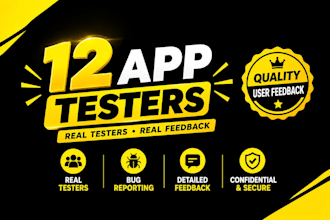 provide 12 testers or 20 testers for google play closed testing andriod app test