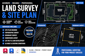 create professional site plan, boundary survey, topo map and drainage plan