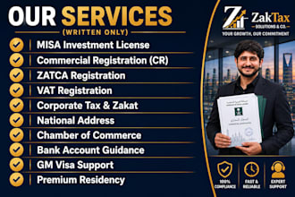 register saudi company with misa cr vat and zatca setup