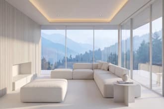 design cgi minimalist interior with realistic 3d rendering