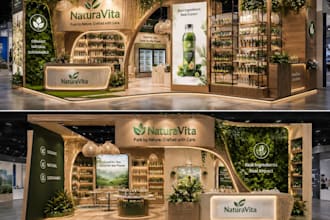 do 3d booth design organic booth design  sustainable booth 3d concept design