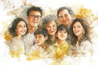 custom watercolor family portrait