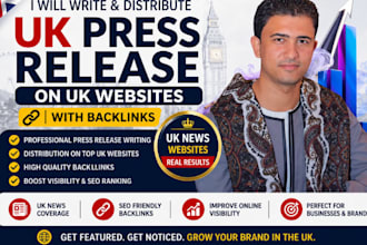 write and distribute UK press release on uk website with backlinks