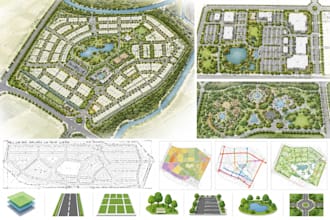 design 2d floor master plan for residential commercial development