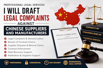 draft legal complaints against chinese  suppliers and manufacturers