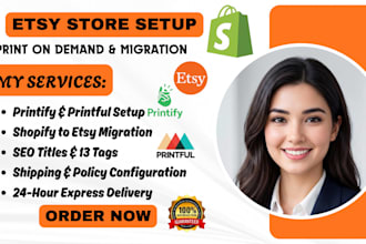 etsy pod setup printify printful shop migration shopify to etsy store design