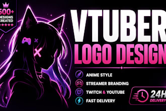 design a cute kawaii vtuber logo for twitch streamer and youtube