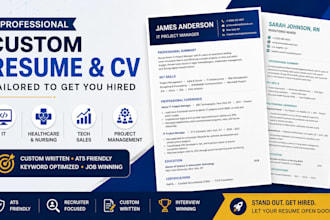 custom resume, CV for IT, healthcare, nursing, tech sales, project management