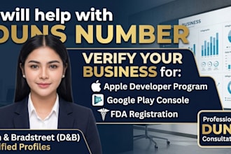 help with d u n s number for apple developer google console and fda