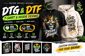 create a custom dtg and dtf t shirt and hoodie designs