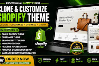 clone shopify theme customize brand identity homepa header footer product cart