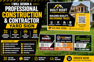 design a professional construction and contractor yard sign