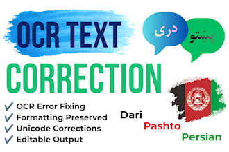 correct ocr extracted dari pashto and persian text