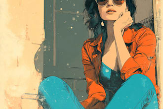 draw comic cover with vintage retro style