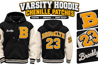 design varsity hoodie with chenille patches