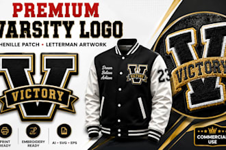 design premium varsity logo, chenille patch, and letterman artwork